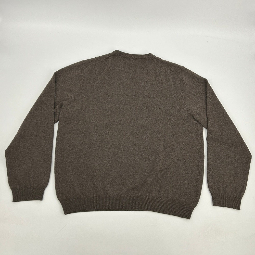 Brooks Brothers Sweater Mens L Brown V-Neck Extra Fine Italian Merino Wool Knit - Picture 4 of 8